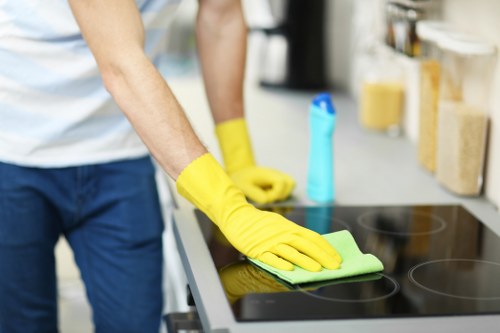 Office and washroom cleaning setup for a Holland Park business