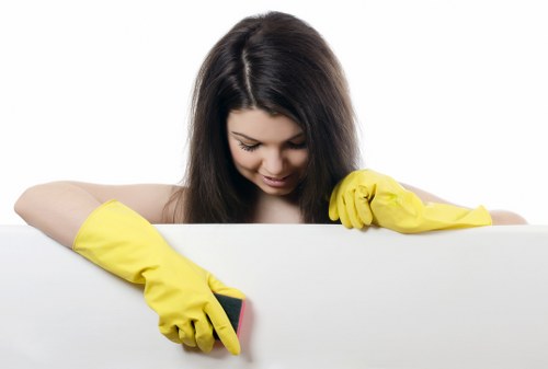 Technician assessing a stain before treatment in Holland Park