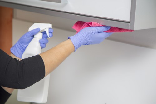 Professional cleaner working in a Holland Park apartment